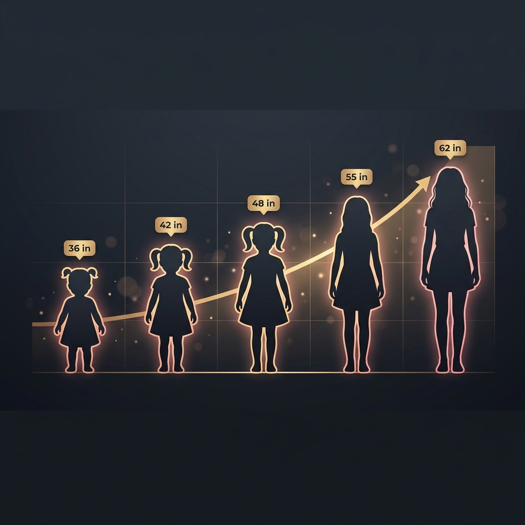 Abstrakte Visualisierung der Entwicklung eines Mädchens von der Kindheit bis zur Jugend